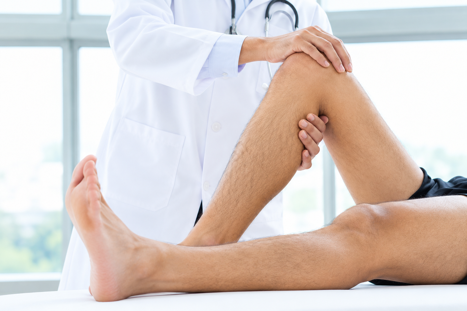 Clinical Knee Examination with Stethoscope